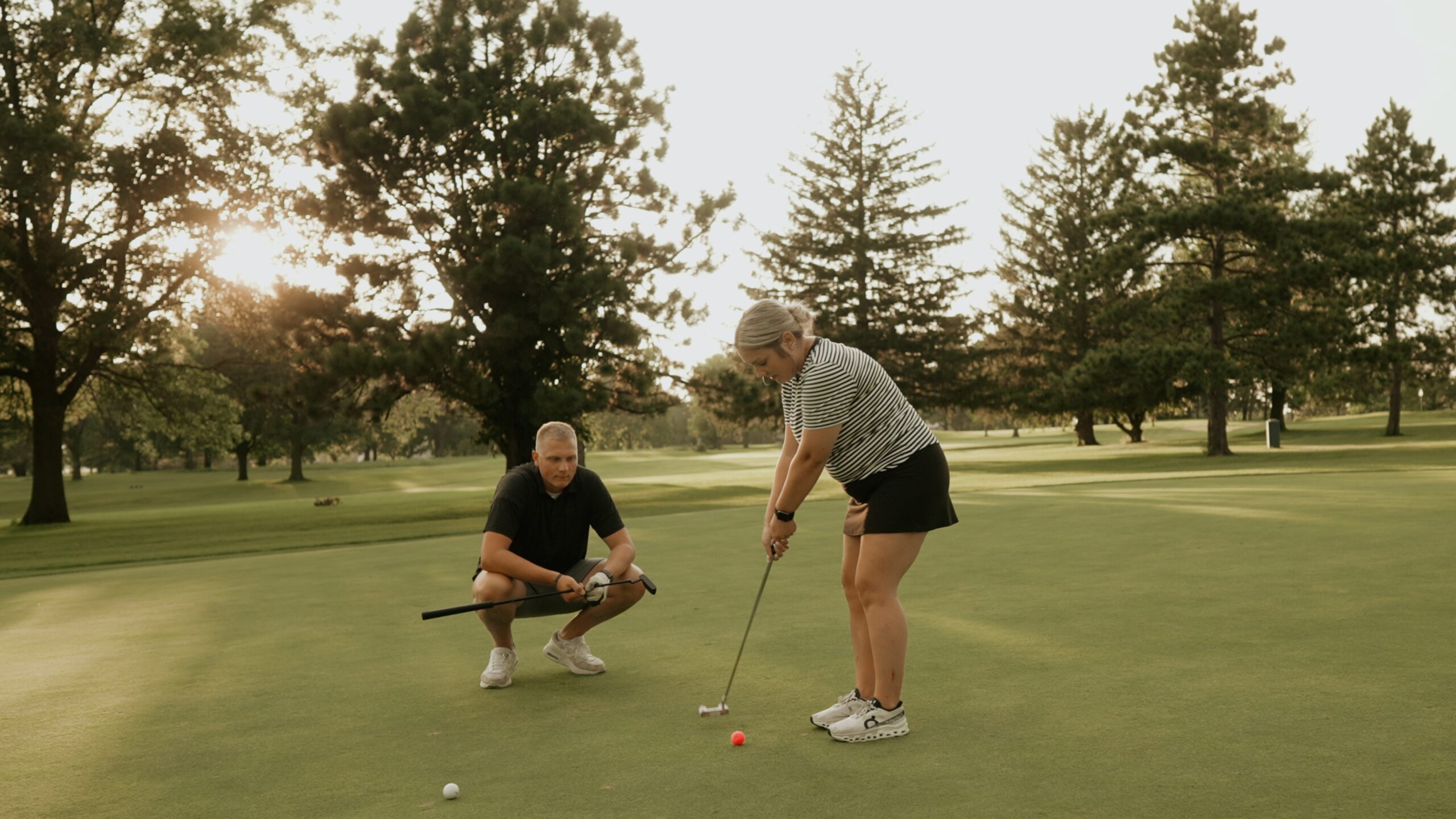 Bride and groom during golden hour outside The Barn at Healy Hollow, Illinois wedding venue.